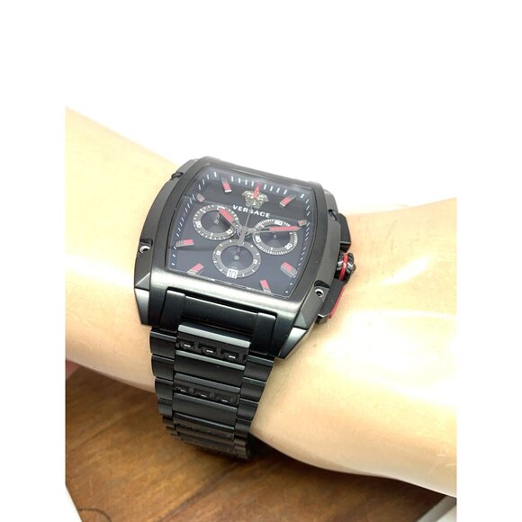 Versace Mens Watch VE6H00623 Swiss Quartz Chronograph Black Dial Stainless Steel - Picture 5 of 13